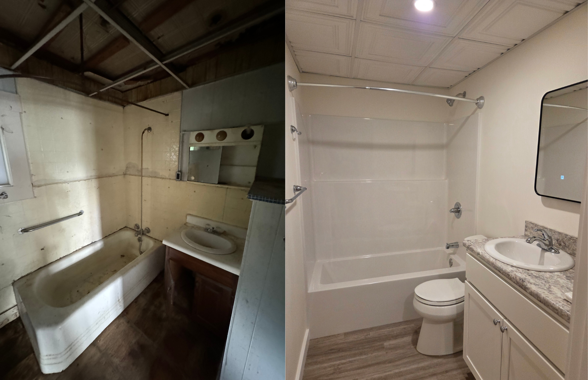Before & after images of a bathroom improved by VHIP